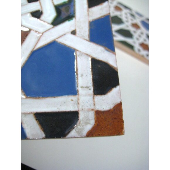 2 Spanish Ceramic Tiles Mensaque Rodriguez Y Cia Sevilla 11 X 11 in Decorative M - Picture 7 of 14